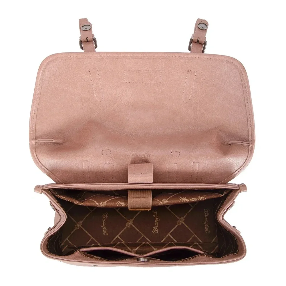 Wrangler Top Handle Carry Satchel/Laptop Bag/Backpack/Crossbody Dark Pink